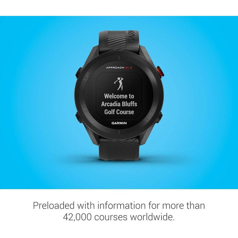 Garmin Approach S12, reloj de golf GPS fácil de usar con más de 42K campos precargados, color negro