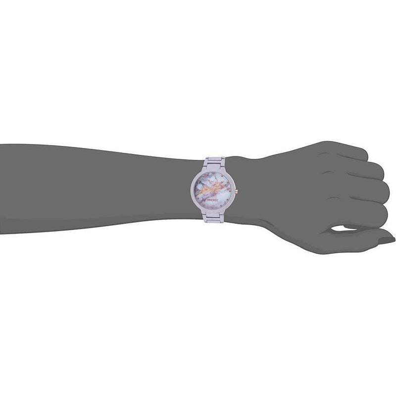 Nine West Reloj de Pulsera Analógico para Mujer, Diseño en Oro Rosa y Banda de Goma Lavanda