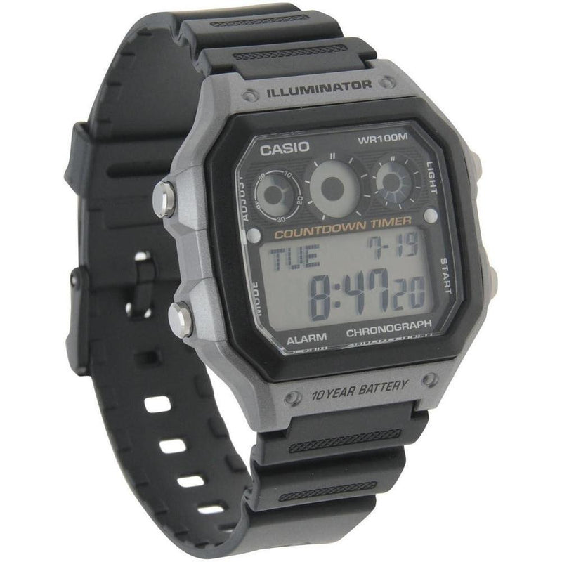 Casio AE-1300WH-8AVCF Reloj Digital Negro para Hombre con Cronómetro, Temporizadores, Resistencia al Agua y Retroiluminación LED