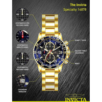 Reloj Invicta Specialty para hombres, cronógrafo, acero inoxidable con dial texturizado, estilo moderno y elegante