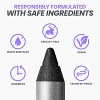 Wonderskin Eyeliner de larga duración, delineador resistente al agua y manchas con efecto glitter. Tecnología TruGlide para aplicación precisa