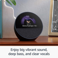 Nuevo Amazon Echo Spot 2024, despertador inteligente con sonido vibrante Blanco Glaciar con Alexa integrada