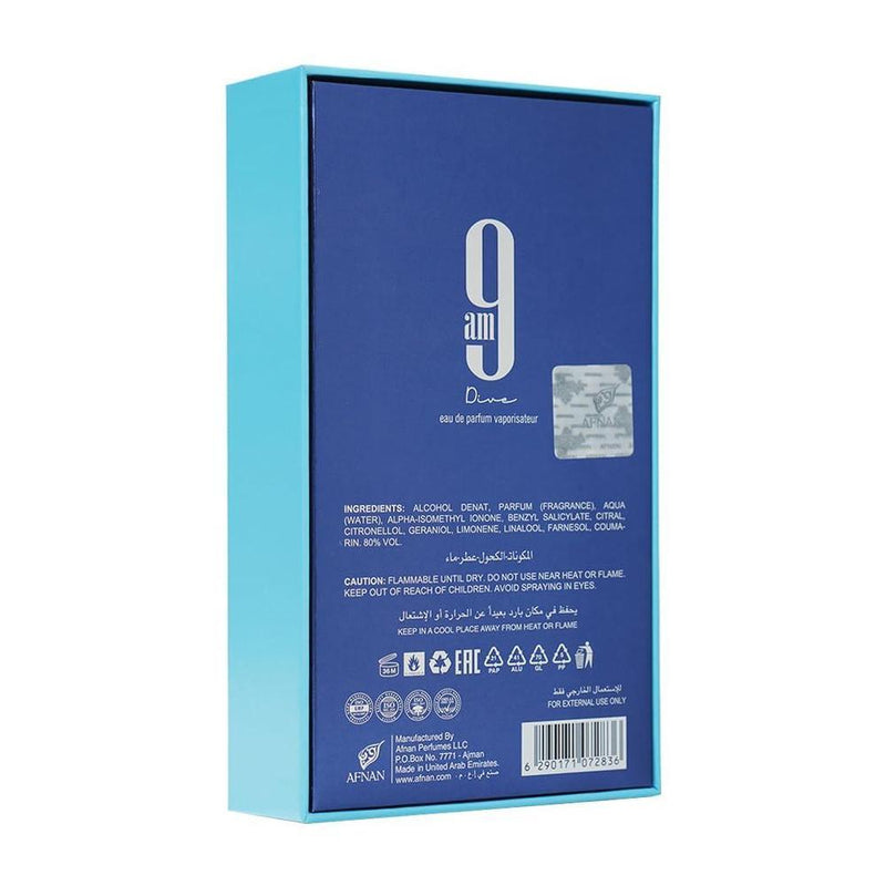 Afnan 9 AM Dive Eau De Parfum Unisex, 3.4 Fl. Oz
