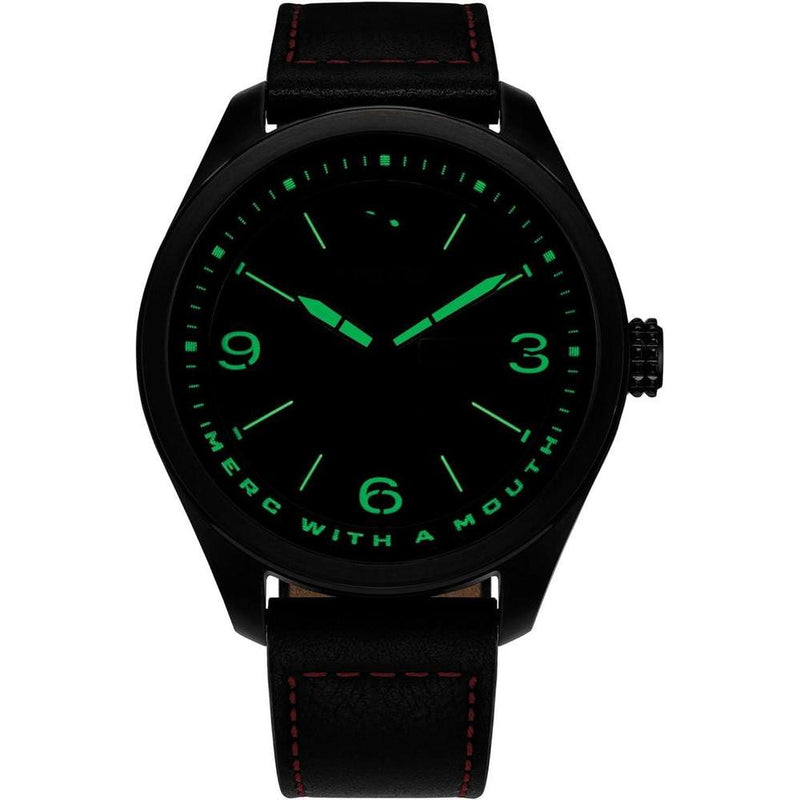 Citizen Eco-Drive Marvel 'Here Comes Deadpool', caja de acero inoxidable negro, correa y esfera negra de cuero