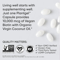 Biotina con aceite de coco para piel y cabello, no transgénicos, sin gluten, 120 minicápsulas vegetarianas