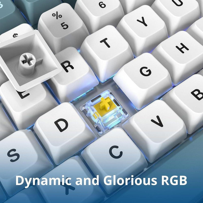 Montech MKey TKL Teclado mecánico para juegos, RGB personalizable, PBT MDA, switches Gateron G Yellow intercambiables