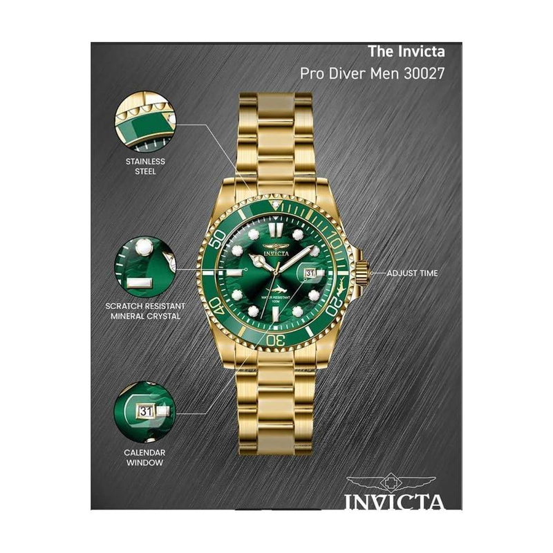 Invicta Reloj de cuarzo Pro Diver para hombre en color dorado, color oro con función de buceo eficiente