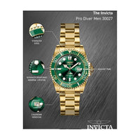 Invicta Reloj de cuarzo Pro Diver para hombre en color dorado, color oro con función de buceo eficiente