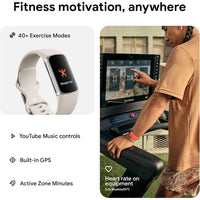 Fitbit Charge 6 - Rastreador de ejercicios con frecuencia cardíaca, GPS, membresía premium, herramientas de salud, porcelana/plata