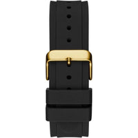 Reloj Guess para hombre de acero inoxidable con movimiento cuarzo japonés y correa de silicona negra resistente