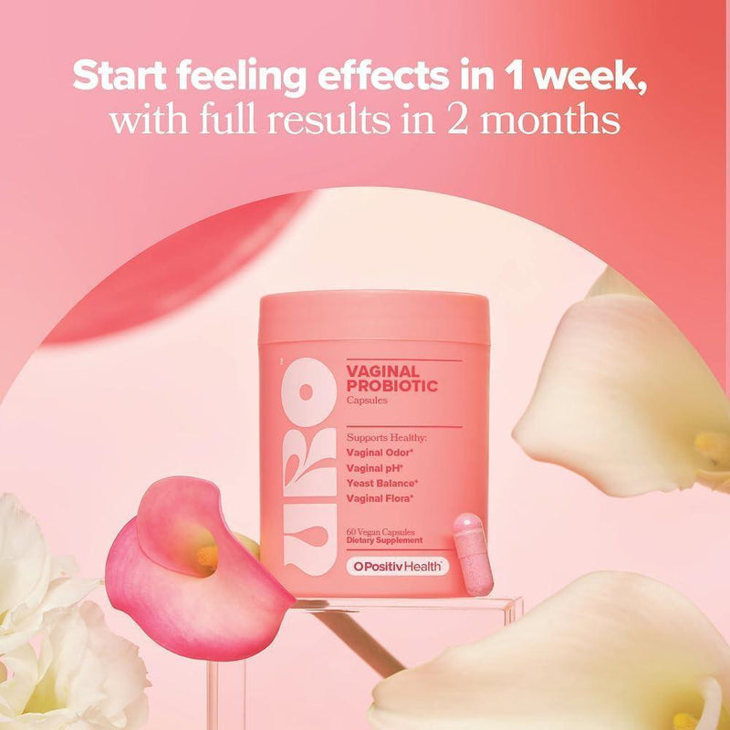 O Positiv URO - Probióticos para la salud vaginal, equilibrio de pH con prebióticos y mezcla de Lactobacillus