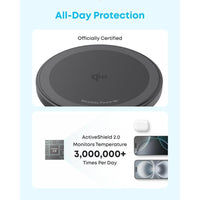 Anker Zolo Cargador inalámbrico magnético con certificación Qi2 de 15W, compatible con MagSafe para iPhone y AirPods