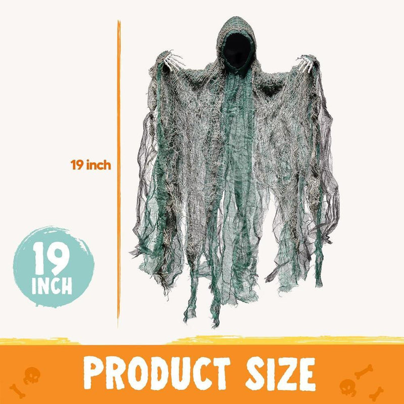 JOYIN Paquete de 4 fantasmas colgantes sin rostro para Halloween, ideal para exteriores y fiestas temáticas