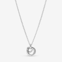 PANDORA Family Always Encircled - Collar ajustable con cierre de langosta de plata de ley y circonita cúbica con caja de regalo