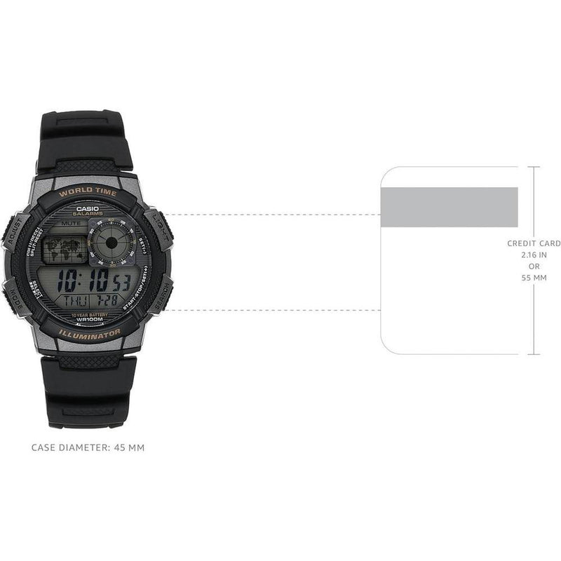 Reloj Digital Casio para Hombre con Alarmas Múltiples, Cronómetro, Temporizador y Mapa Mundial para Hora Mundial