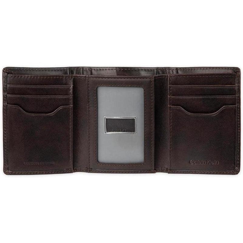 Conjunto de billetera Calvin Klein de cuero con protección RFID, múltiples compartimentos y llavero para hombres