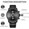 Reloj cronógrafo para hombre GOLDEN HOUR, acero inoxidable, resistente al agua, movimiento de cuarzo y fecha automática
