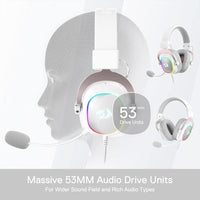 Redragon H510 Zeus-X RGB Auriculares gaming Blanco con sonido 7.1, controladores de audio en almohadillas de espuma viscoelástica