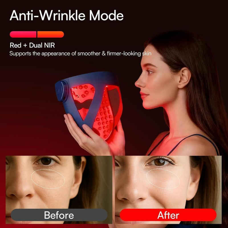 INIA Máscara de terapia de luz LED inalámbrica, tecnología NIR dual, 320 LED, 4 modos, almohadilla de enfriamiento para cuidado facial profesional en casa
