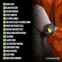 CARBINOX X-Ranger Smart Watch con llamadas, rastreador fitness resistente al agua IP69K, compatible Android e iOS, pantalla AMOLED