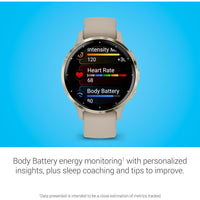 Garmin Venu 3S Smartwatch Dorado Suave Con Bisel De Acero Inoxidable, Pantalla Táctil AMOLED, Correa De Silicona