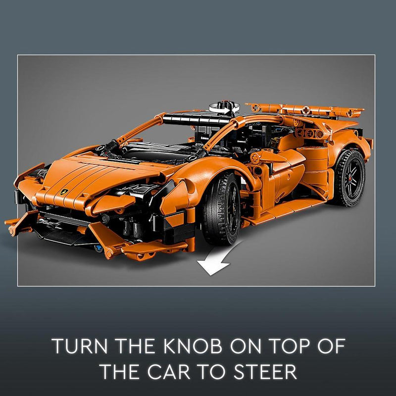 LEGO Technic Lamborghini Huracán Tecnica en Naranja para Niños, Juguete de Coche con Motor V10, Dirección Funcional y Puertas Abatibles