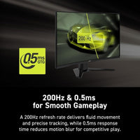 Monitor para juegos MSI MAG 274CF E20 con resolución FHD, 200Hz, 0.5ms, HDR, Adaptive Sync, HDMI y DisplayPort, negro
