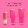 HydroJug Traveler - Vaso moderno con asa y pajilla abatible, resistente a fugas y reutilizable de acero inoxidable con base de goma