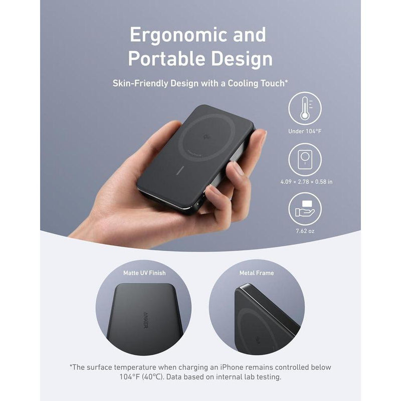 Batería magnética ultradelgada Anker MagGo Power Bank de 10,000 mAh, carga rápida 15W, cargador portátil para iPhone