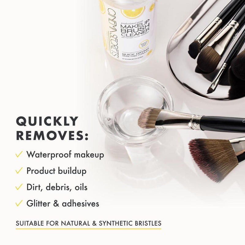 Limpiador profesional de brochas de maquillaje Cinema Secrets, fórmula rápida y sin enjuague, elimina maquillaje resistente