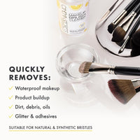 Limpiador profesional de brochas de maquillaje Cinema Secrets, fórmula rápida y sin enjuague, elimina maquillaje resistente