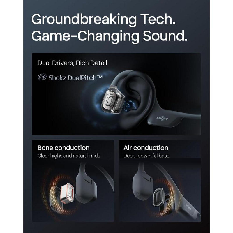 SHOKZ OpenRun Pro 2 Auriculares Deportivos De Conducción Ósea Negros, Resistencia Al Sudor Y Graves
