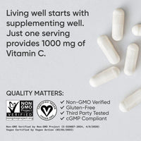 Suplemento de vitamina C de alta potencia con antioxidantes y apoyo inmunológico, cápsulas veganas sin OGM ni gluten