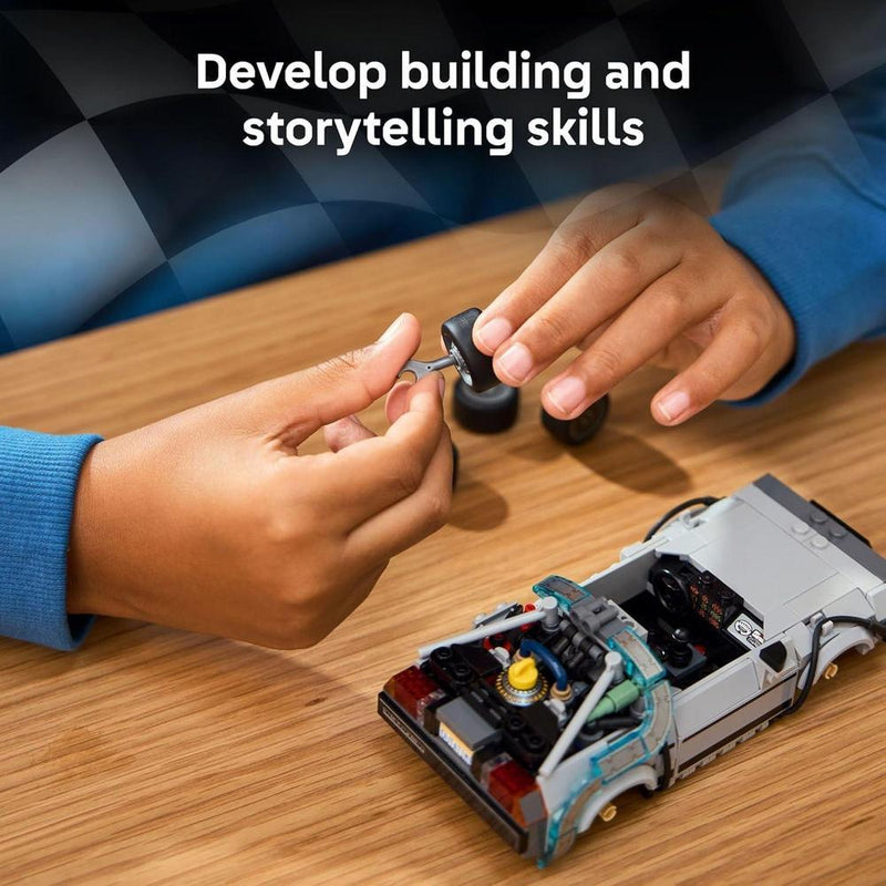 LEGO Speed Champions Time Machine de Regreso al Futuro, juguete de construcción con 2 modos de construcción y minifiguras
