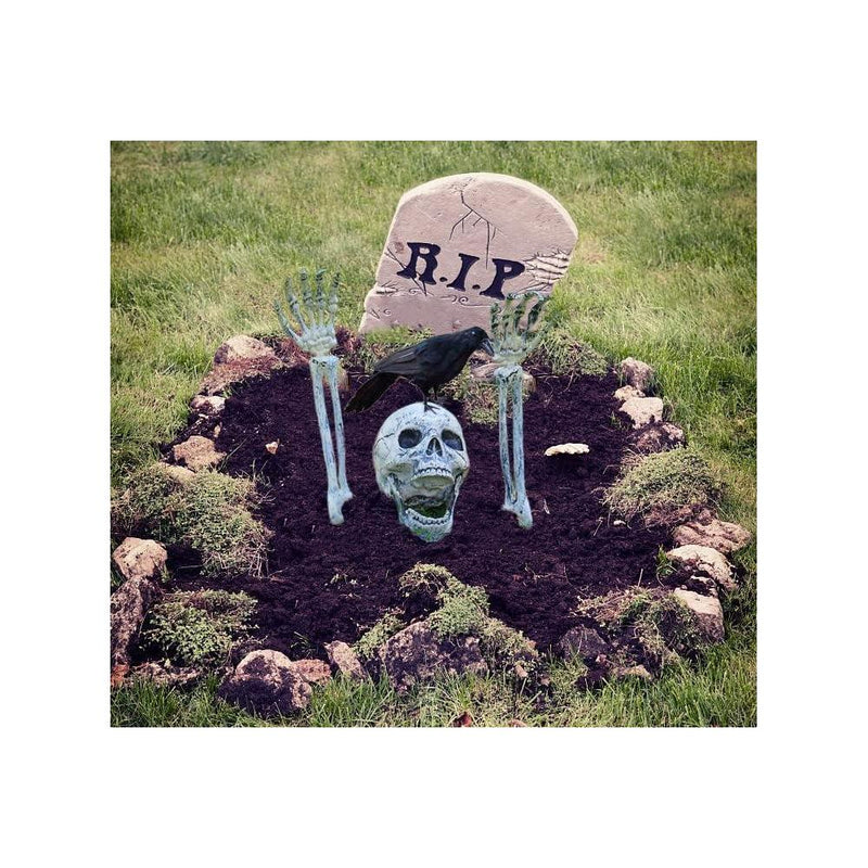 Estacas de esqueleto AISENO para decoración de Halloween en jardín con manos de zombi y cráneos, para escenas de cementerio