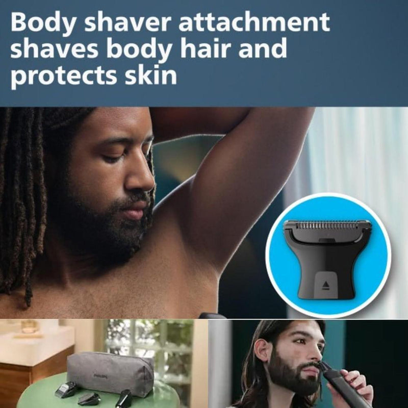 Philips Multigroom Series 9000 Recortadora 24 en 1 para Barba, Cabello y Cuerpo con Tecnología BeardSense, Impermeable