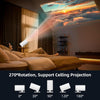 Mini proyector portátil 4K compatible, Full HD 1080P, rotación de 270°, compatible con smartphone, TV Stick, laptop, PS4, HDMI, USB