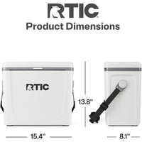 Enfriador de viaje RTIC 16 Qt, portátil rígido con correa y asa para exteriores, playas, picnics y deportes