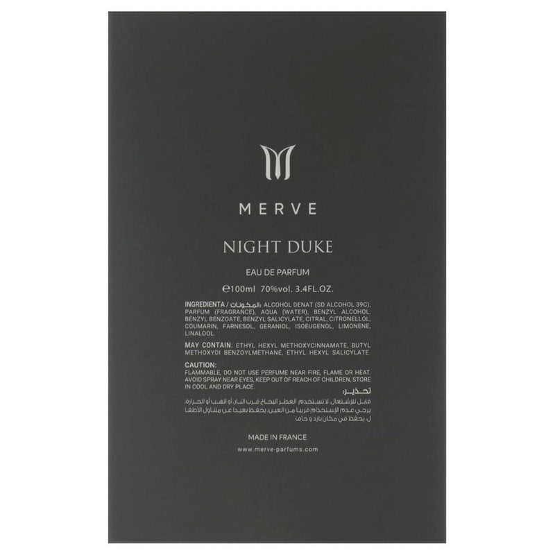 Merve Night Duke para hombre - Perfume elegante con flores y ámbar gris, notas marinas refrescantes