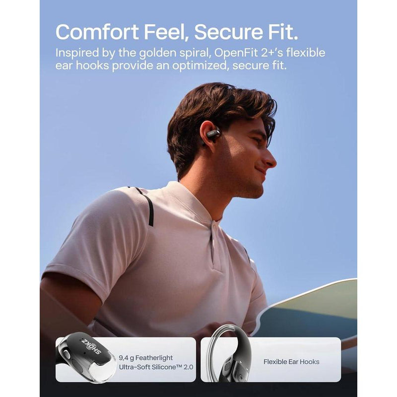 Shokz Auriculares De Oreja Abierta Openfit 2+, 48H Reproducción, IP55 Resistente Al Agua, Negro