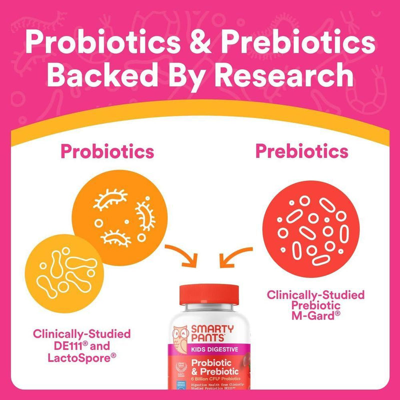 Gomitas SmartyPants Probiotic + Inmunidad para niños, apoya digestión y sistema inmune, sabor fresa, 60 piezas