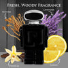 Robot Noir para hombre, fragancia fresca de madera con cardamomo, ruibarbo, bergamota, limón, vainilla y vetiver haitiano