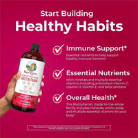 Multivitamínico líquido vegano para mujeres, hombres y niños con vitaminas para apoyo inmunológico y energético, sin gluten