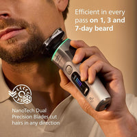 Philips Norelco Shaver i9000 Prestige Ultra, afeitadora eléctrica húmedo y seco, oro blanco, tecnología SenseIQ Pro, cuchillas NanoTech