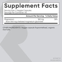 Sports Research Glicinato de magnesio, apoya el sueño y procesos enzimáticos, magnesio quelatado, cápsula vegana
