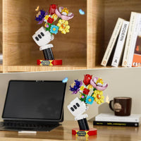 Ramo de flores con soporte, juego de construcción de flores artificiales, regalo para San Valentín