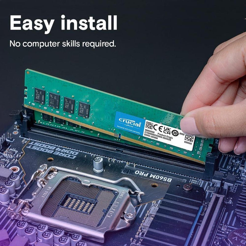 Crucial RAM DDR4 32GB, 3200MHz, UDIMM, compatible con Intel y AMD Ryzen, reduce a 2933/2666MHz