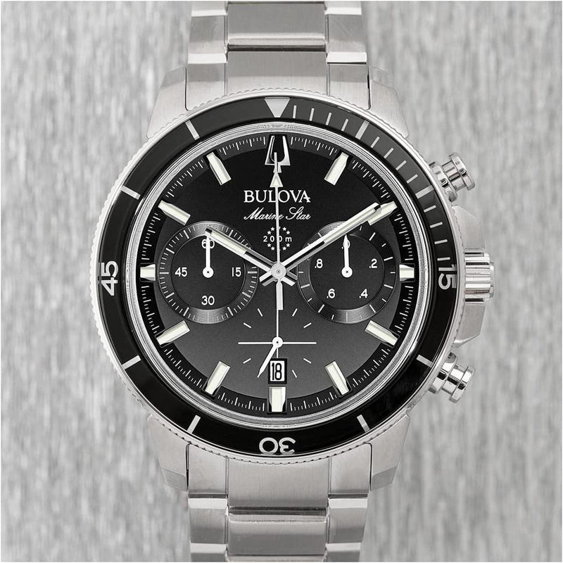 Bulova Marine Star Series C Reloj de Cuarzo Cronógrafo para Hombre con Esfera Negra y Acero Inoxidable