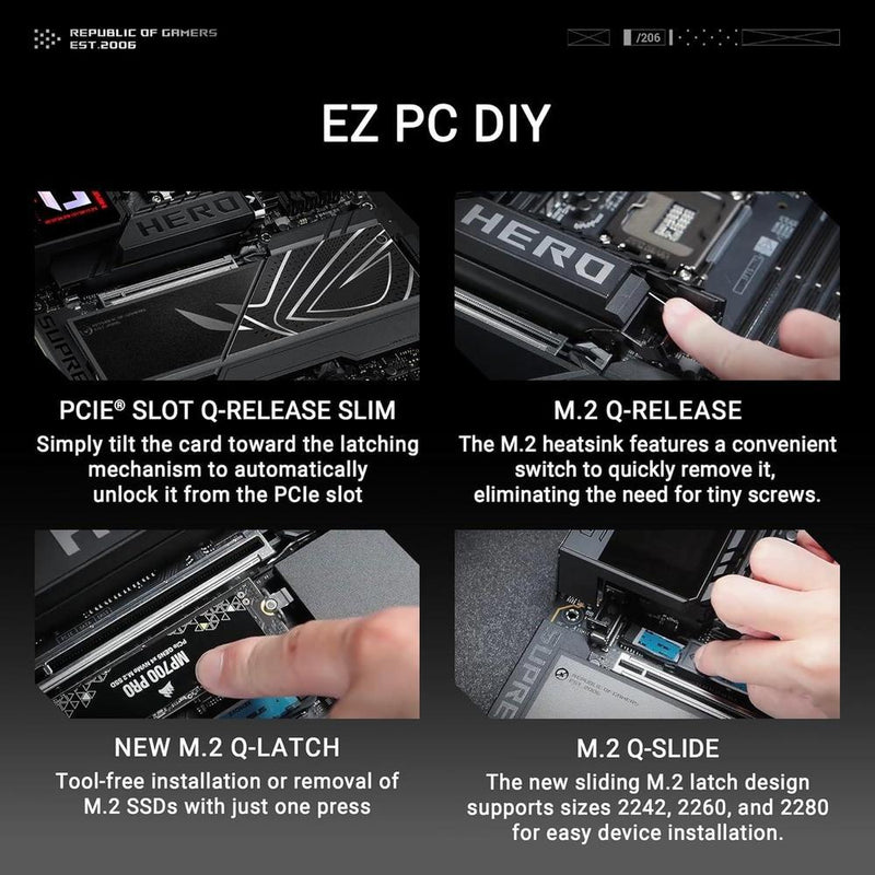 ASUS ROG Maximus Z890 Hero Placa base Intel Z890 LGA 1851, Intel avanzada lista para PC, 22+2+1+2 etapas, DDR5, WiFi 7, 3X PCIe 5.0 M.2
