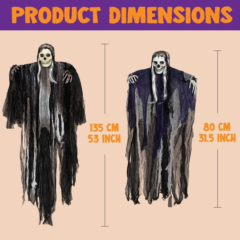 JOYIN decoraciones colgantes de esqueletos de Halloween, paquete de 3, brazos ajustables y material duradero para exteriores